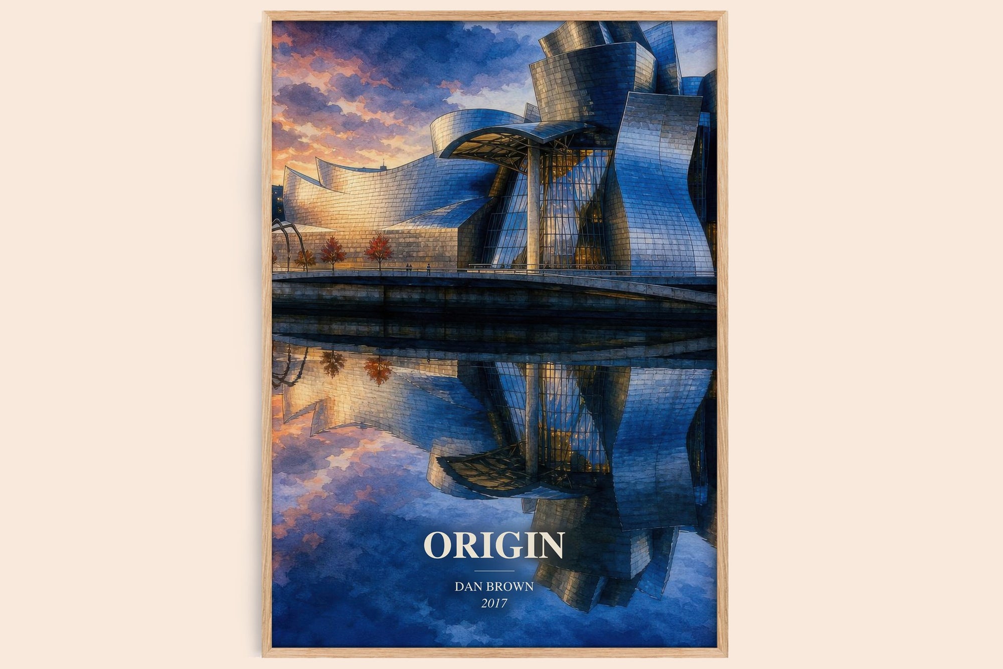Origin watercolour book poster by Dan Brown – framed literary art print