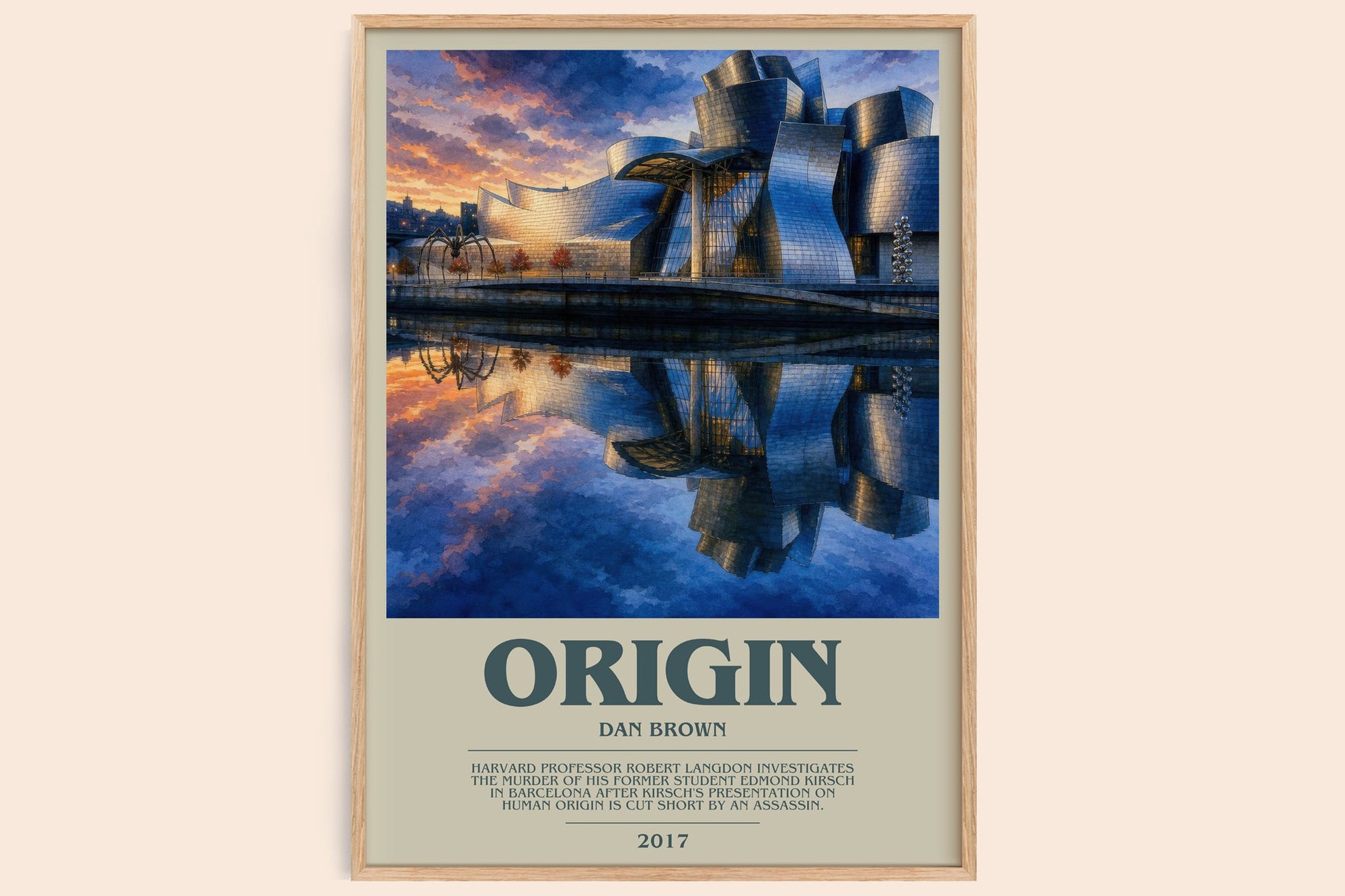 Origin bookish book poster by Dan Brown – framed literary art print