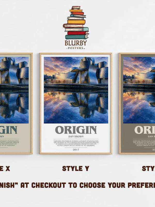 Origin bookish print in frame leaning in hallway – thriller wall art
