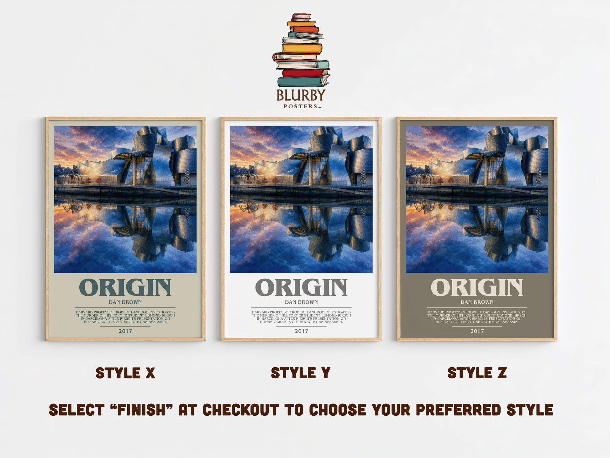 Origin bookish print in frame leaning in hallway – thriller wall art