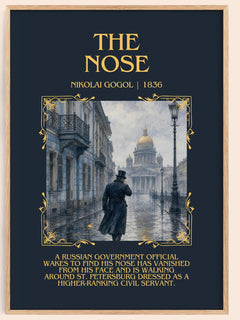 The Nose Minimalist Book Poster by Nikolai Gogol – book poster