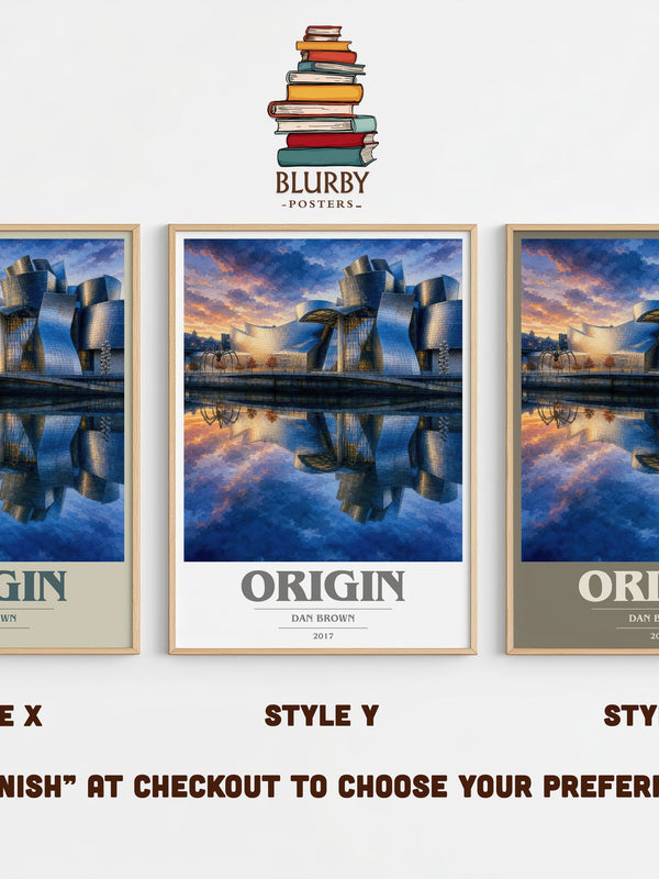 Origin book cover print in frame leaning in hallway – thriller wall art