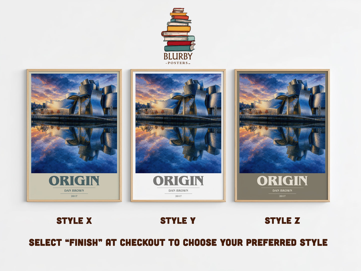 Origin book cover print in frame leaning in hallway – thriller wall art