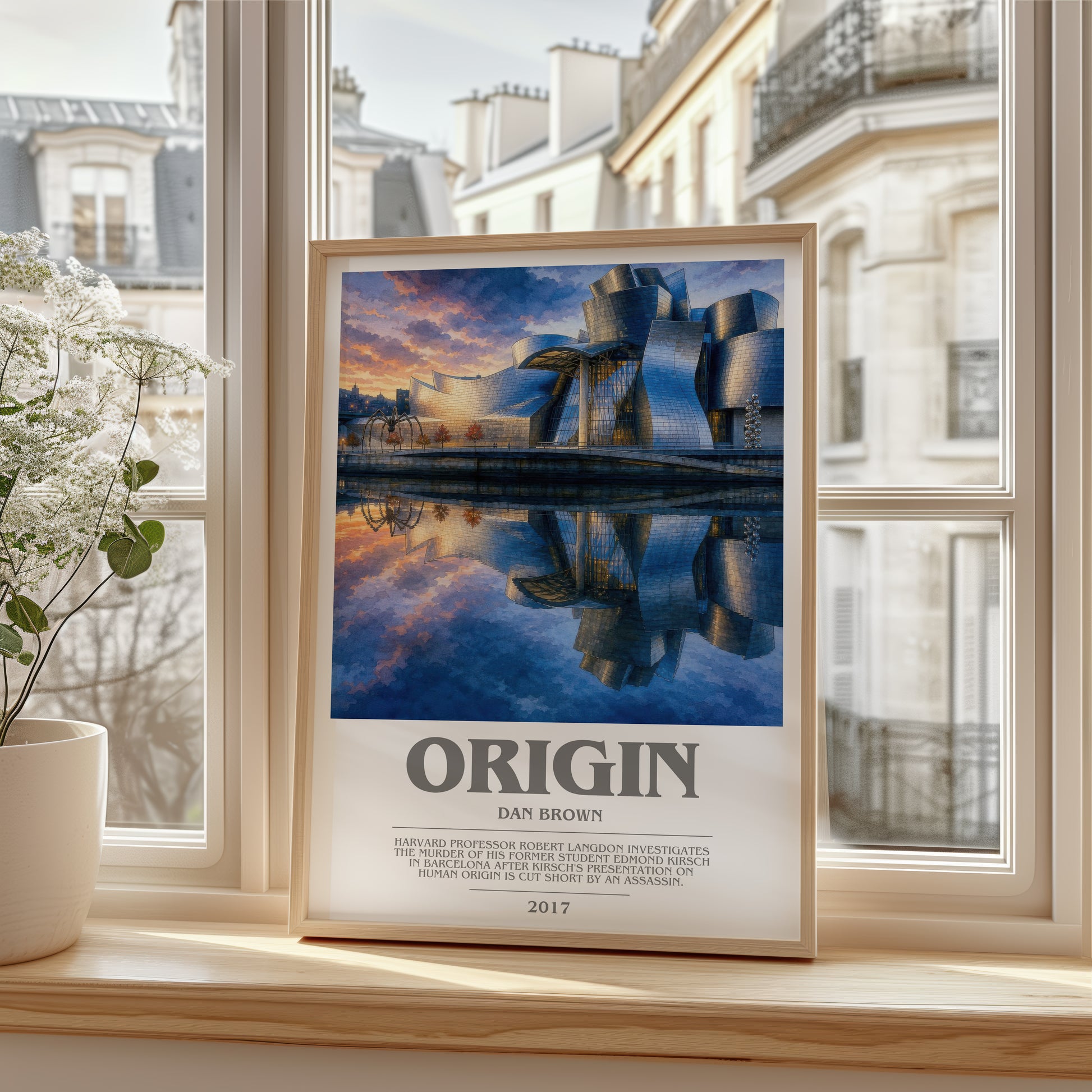 Origin bookish poster colour and style options – Dan Brown book art