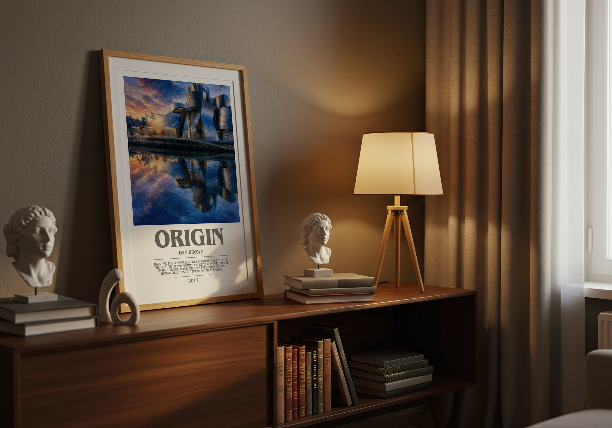 Origin bookish book poster framed on wall – thriller wall art
