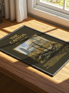 The Cantos Minimalist Book Poster by Ezra Pound – print on a sunlit desk