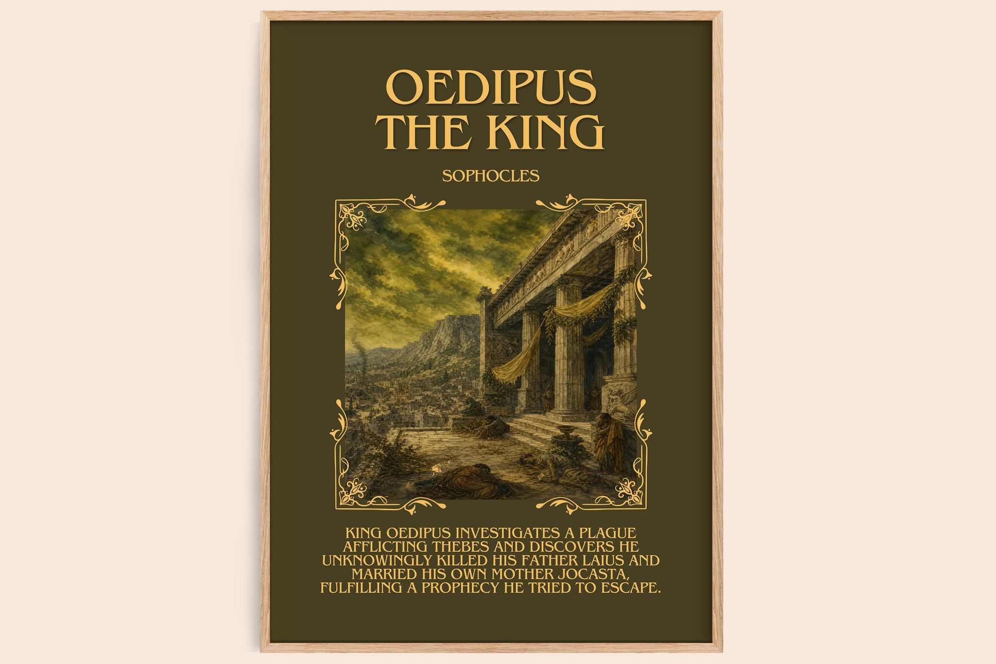 Oedipus the King Minimalist Book Poster by Sophocles