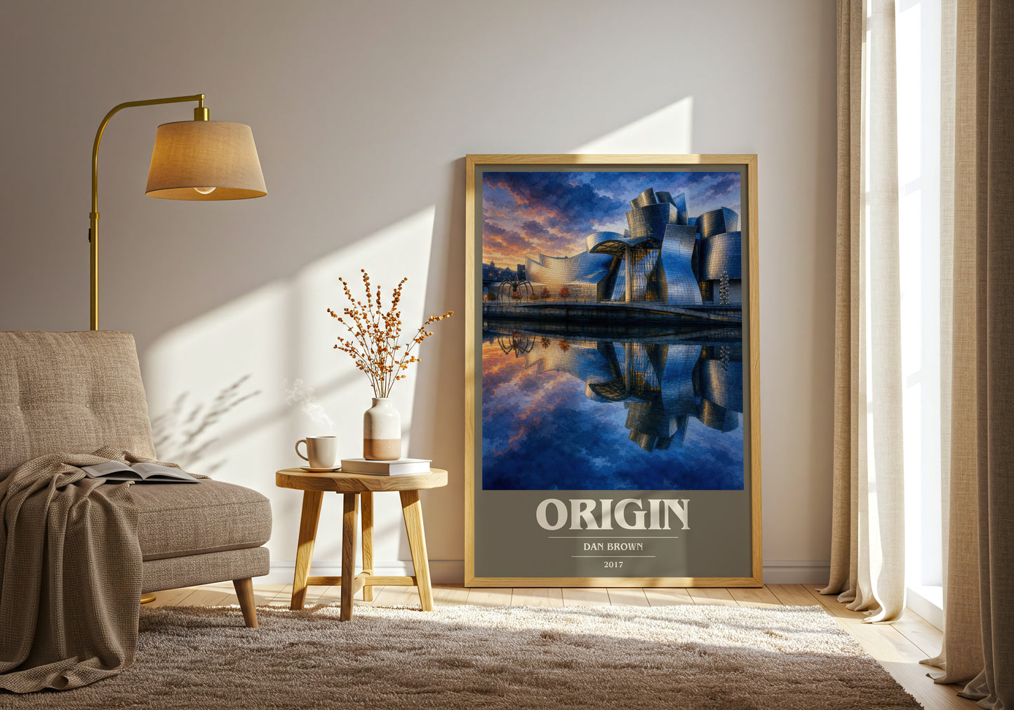 Origin book cover print on bookshelf – Dan Brown fan gift