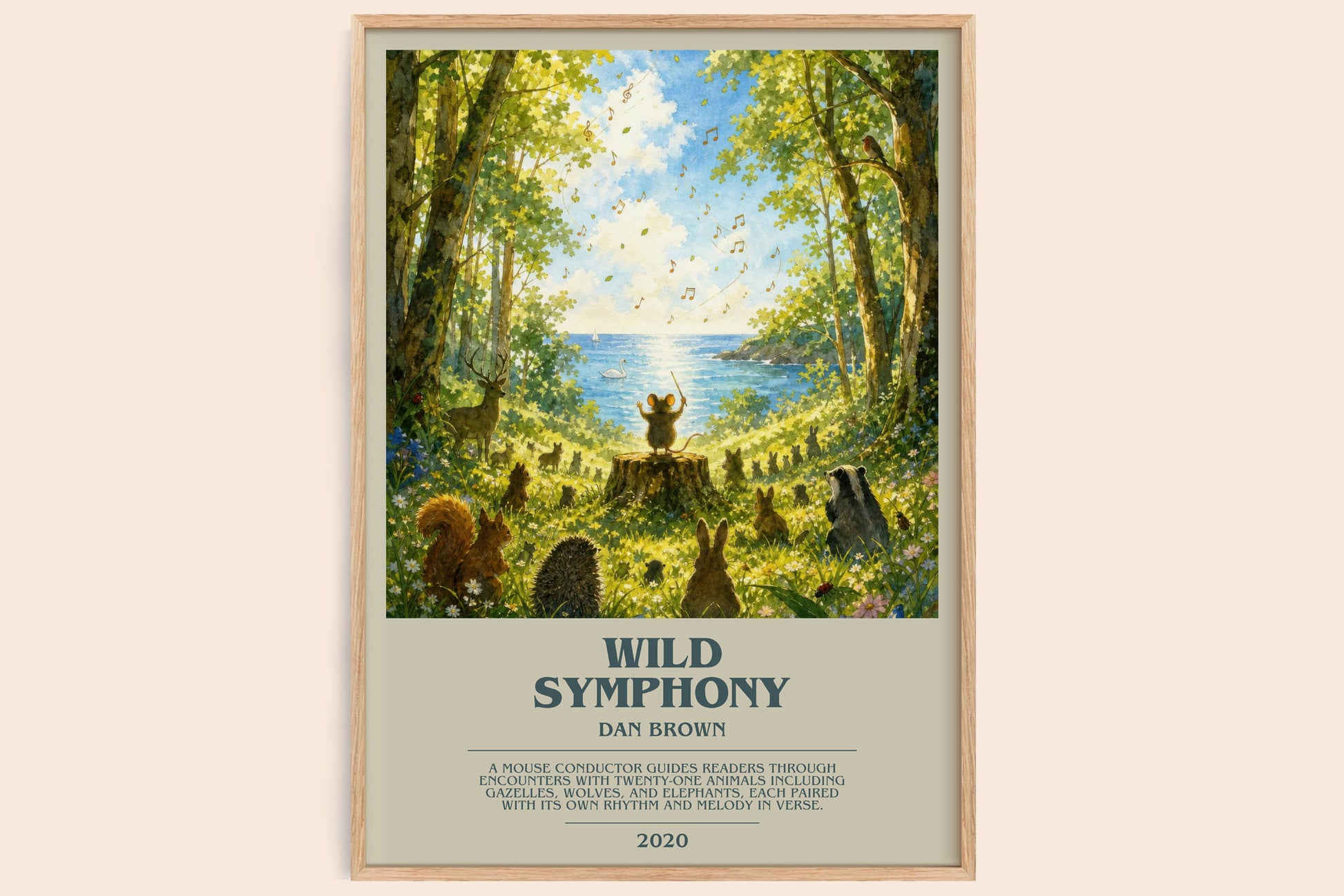 Wild Symphony bookish book poster by Dan Brown – framed literary art print