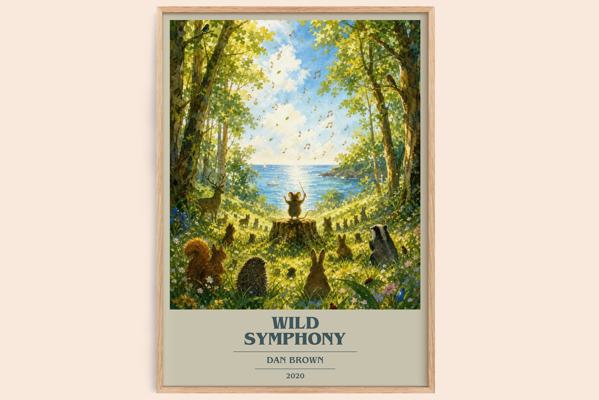 Wild Symphony book cover book poster by Dan Brown – framed literary art print