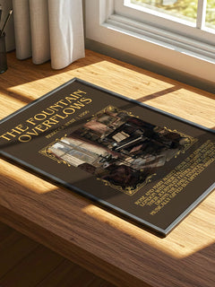 The Fountain Overflows Minimalist Book Poster by Rebecca West – print on a sunlit desk