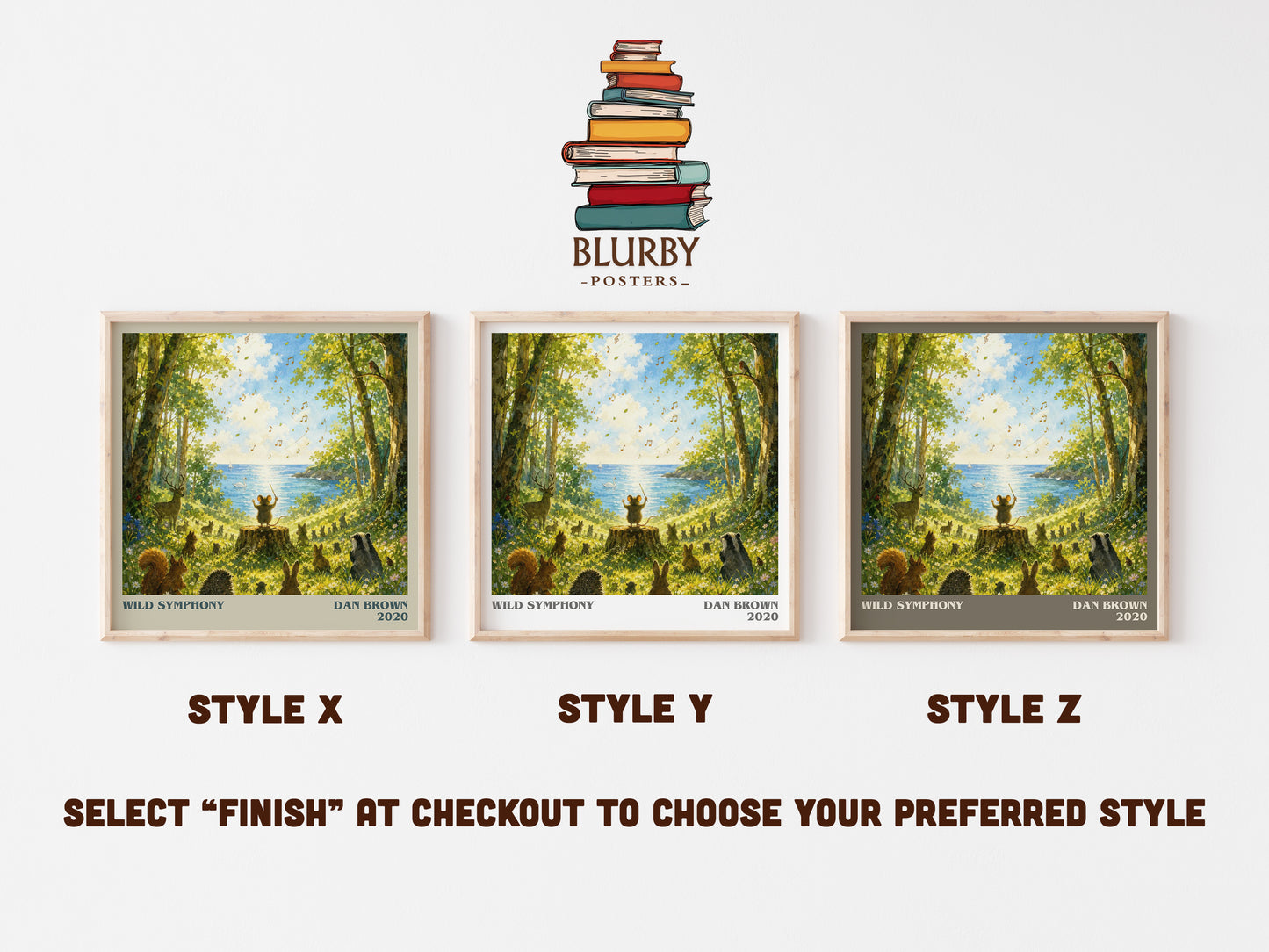 Wild Symphony literary print in frame leaning in hallway – childrens wall art