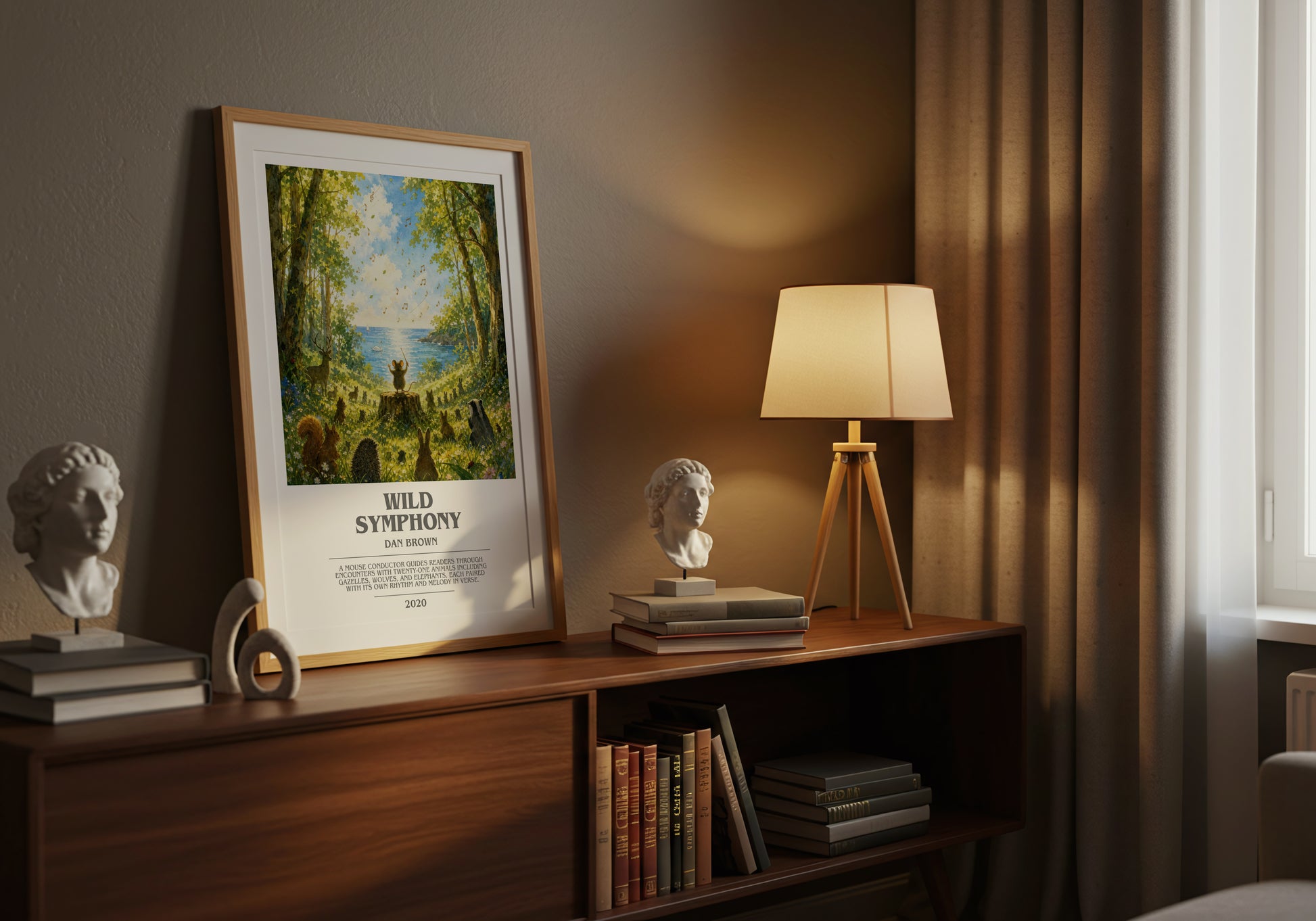 Wild Symphony bookish book poster framed on wall – childrens wall art
