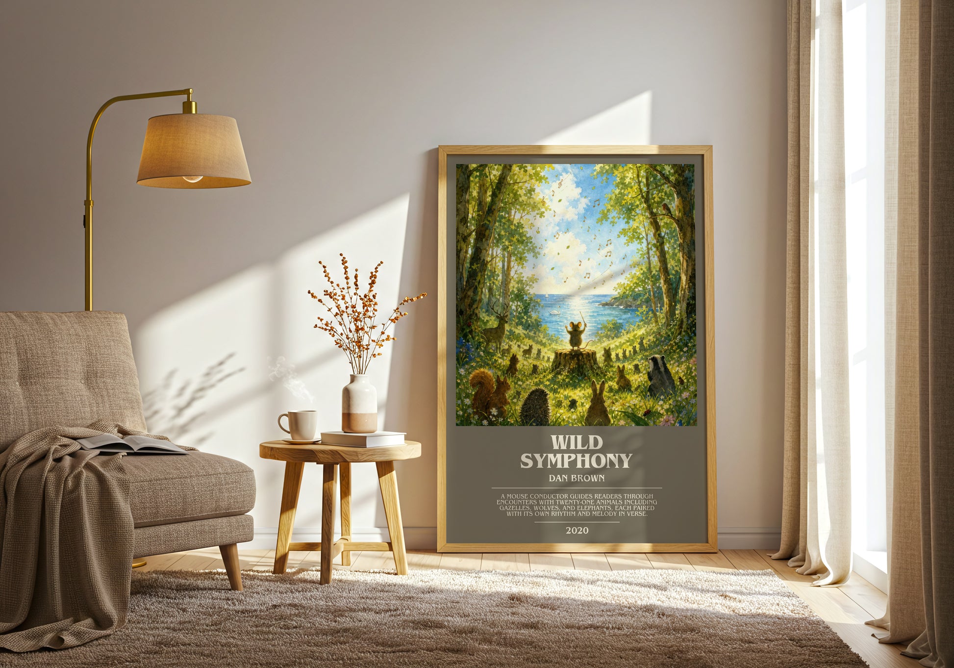 Wild Symphony bookish print on bookshelf – Dan Brown fan gift