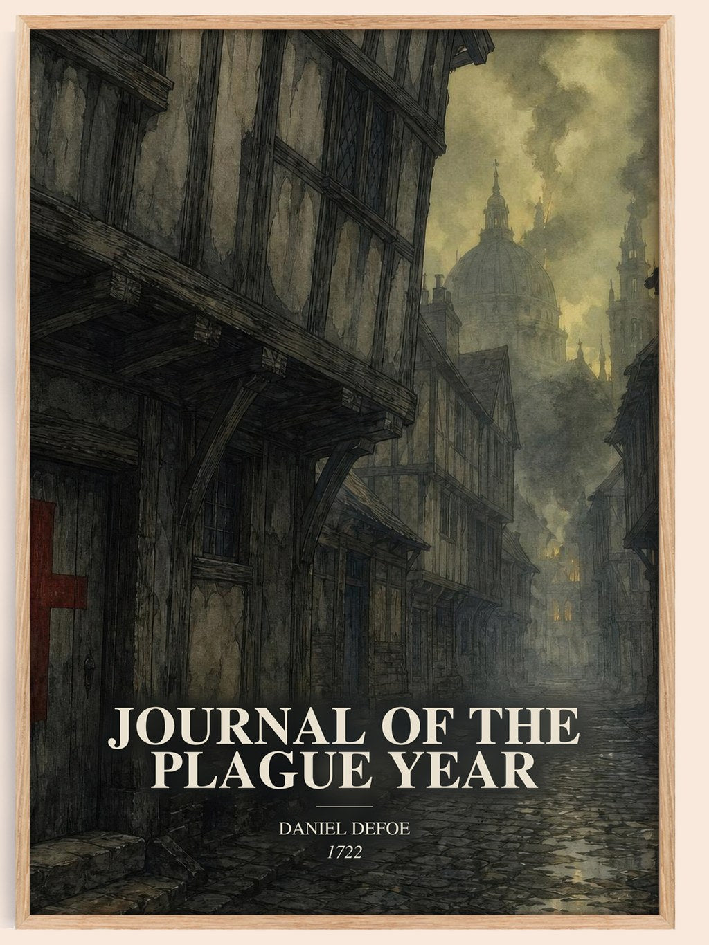 Journal Of The Plague Year watercolour book poster by Daniel Defoe – framed literary art print