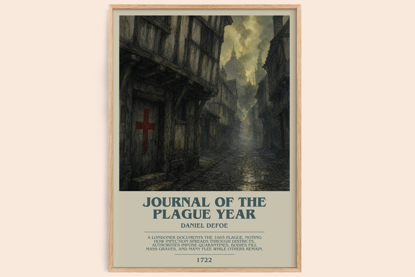 Journal Of The Plague Year bookish book poster by Daniel Defoe – framed literary art print