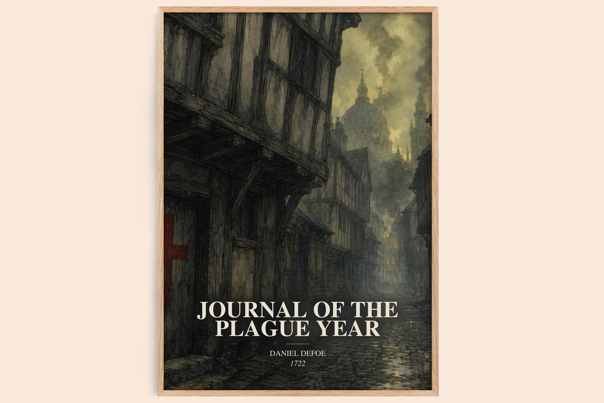 Journal Of The Plague Year watercolour book poster by Daniel Defoe – framed literary art print