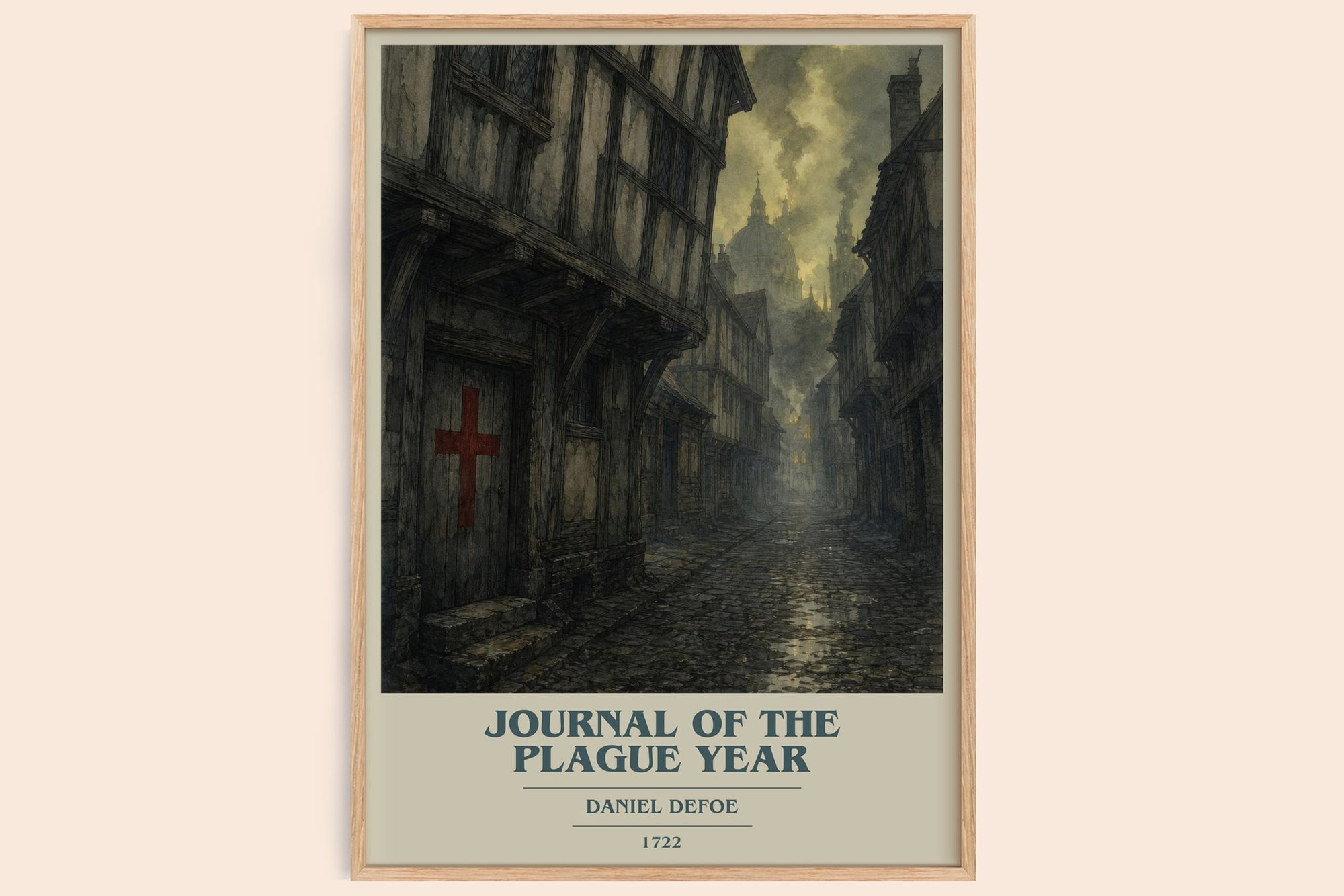 Journal Of The Plague Year book cover book poster by Daniel Defoe – framed literary art print