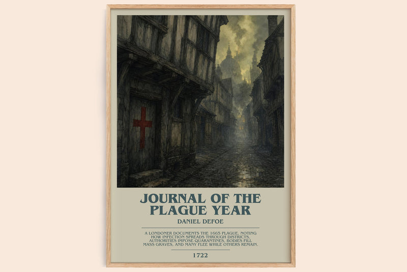 Journal Of The Plague Year bookish book poster by Daniel Defoe – framed literary art print