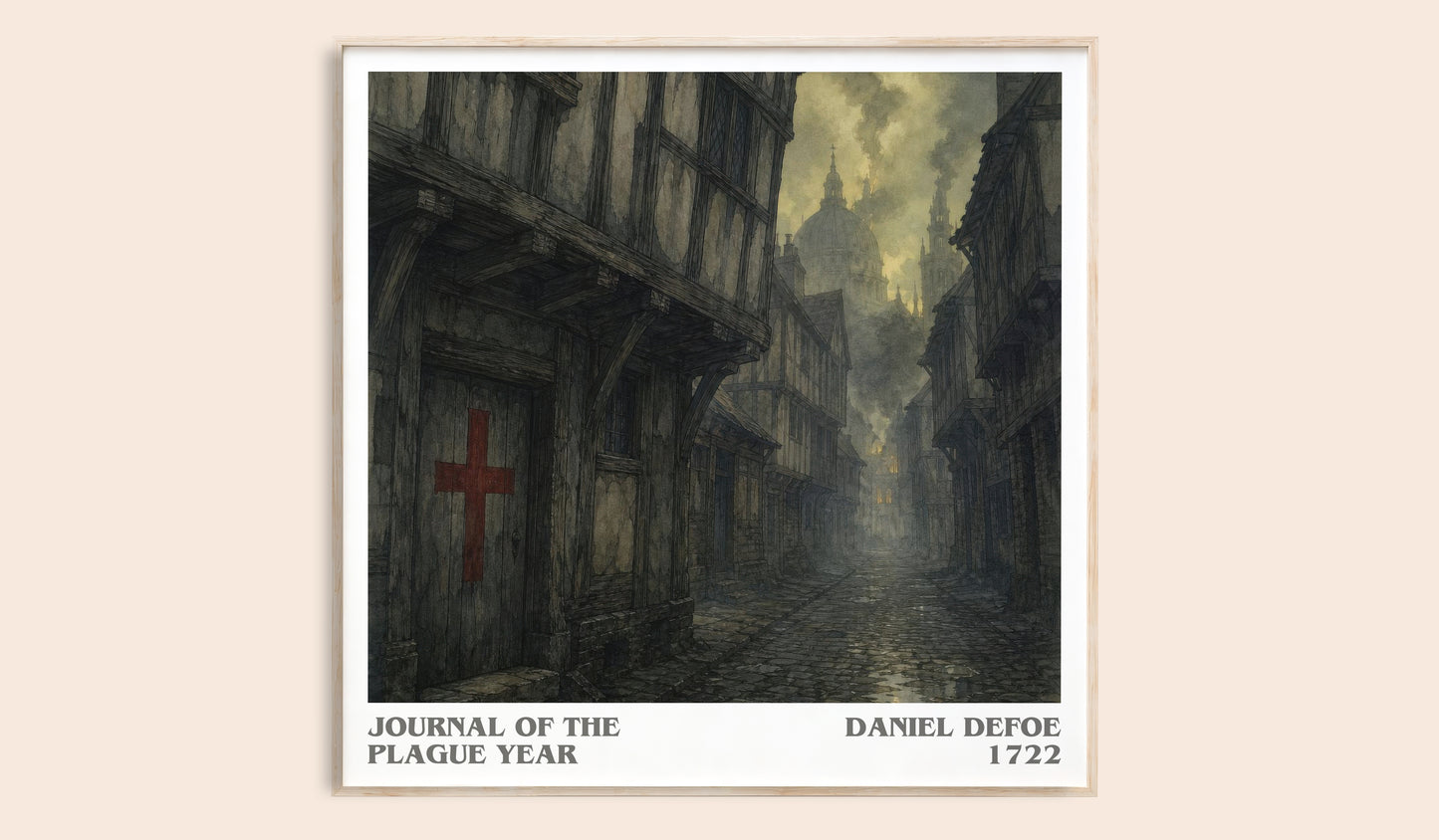Journal Of The Plague Year literary book poster by Daniel Defoe – framed literary art print