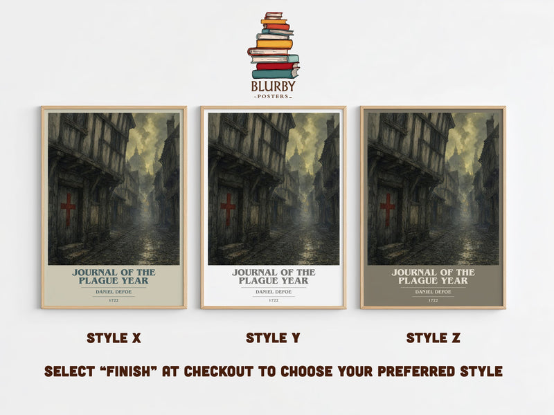 Journal Of The Plague Year book cover print in frame leaning in hallway – historical fiction wall art