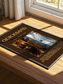 Quicksand Minimalist Book Poster by Nella Larsen – print on a sunlit desk
