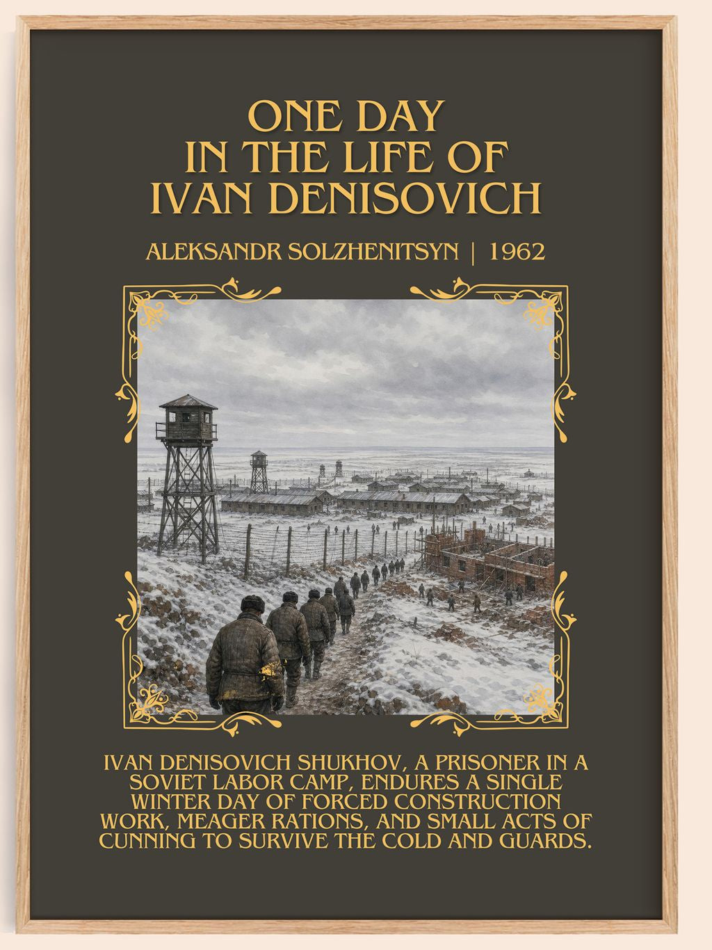 One Day in the Life of Ivan Denisovich Minimalist Book Poster by Aleksandr Solzhenitsyn – book poster