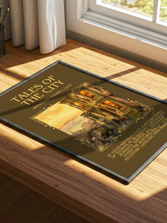 Tales of the City Minimalist Book Poster by Armistead Maupin – print on a sunlit desk