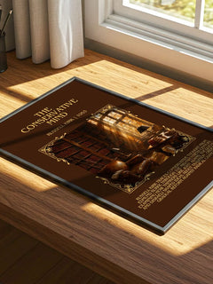 The Conservative Mind Minimalist Book Poster by Russell Kirk – print on a sunlit desk