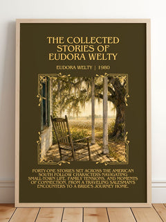 Collected Stories of Eudora Welty Minimalist Book Poster by E. Welty – framed print leaning on a wooden floor
