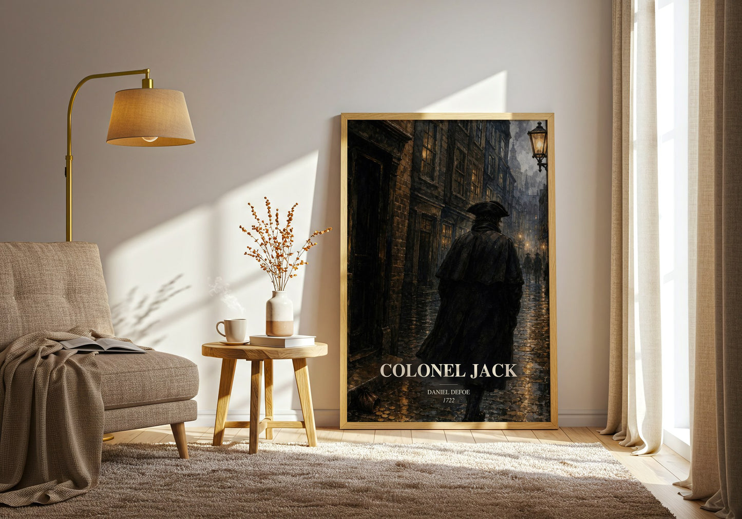 Colonel Jack watercolour print in frame leaning in hallway – adventure wall art