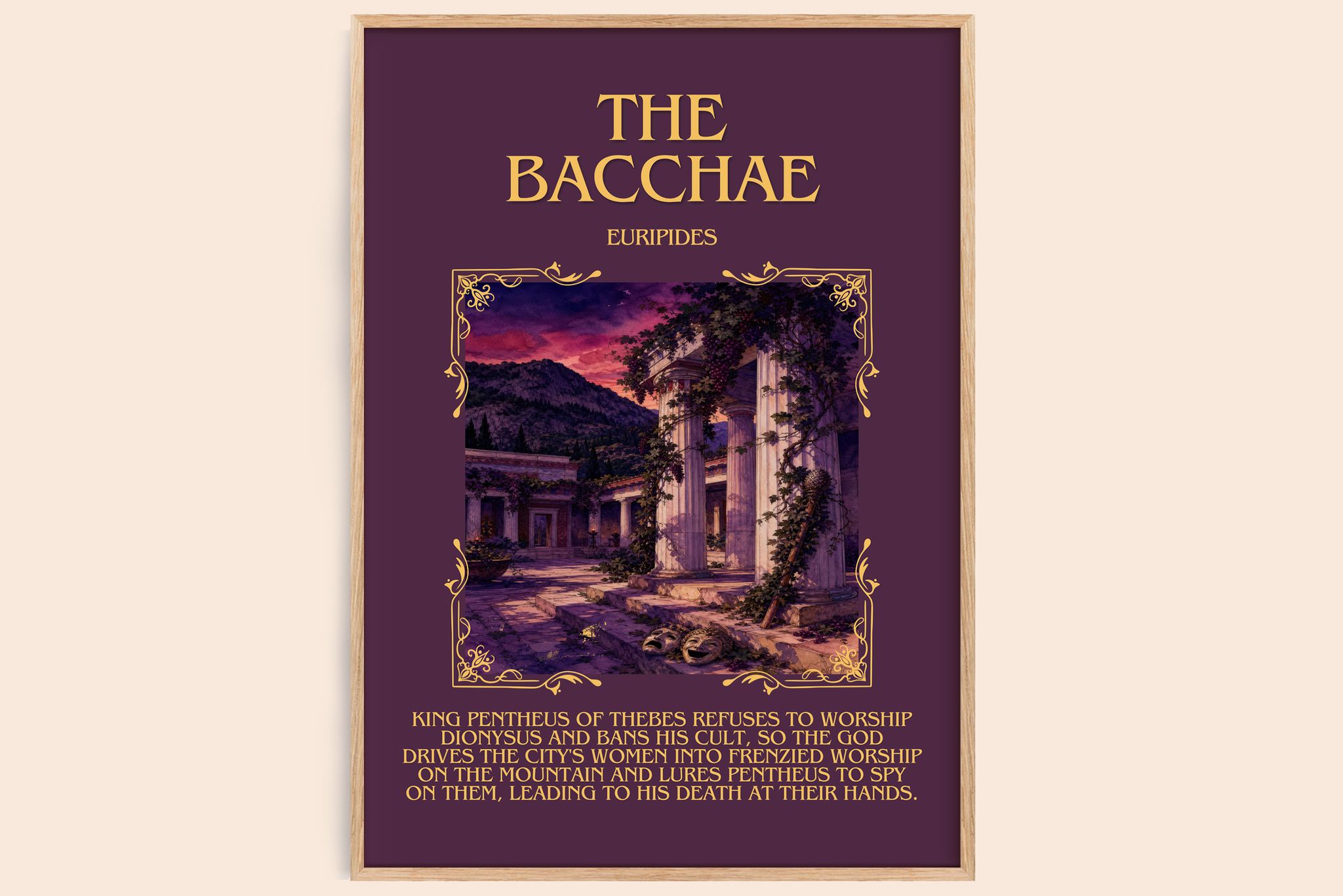 The Bacchae Minimalist Book Poster by Euripides