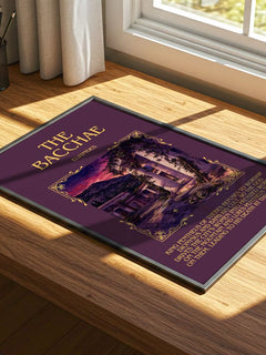 The Bacchae Minimalist Book Poster by Euripides – print on a sunlit desk