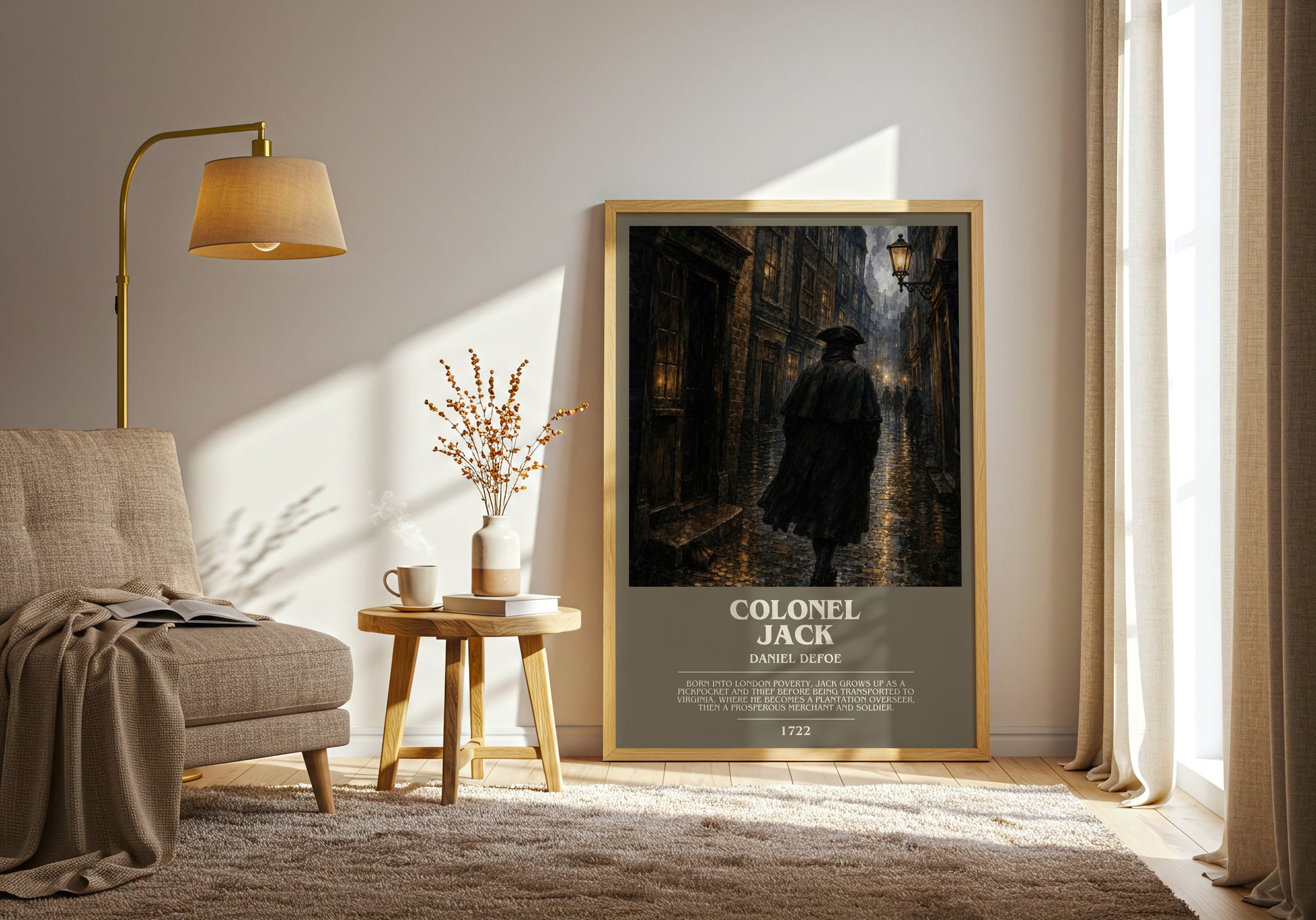 Colonel Jack bookish print on bookshelf – Daniel Defoe fan gift