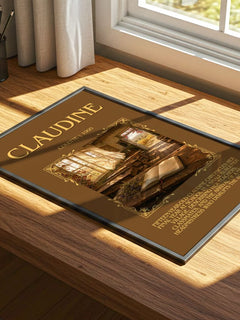 Claudine Minimalist Book Poster by Colette – print on a sunlit desk