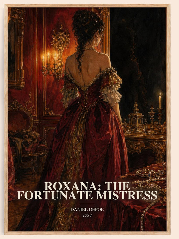 Roxana: The Fortunate Mistress watercolour book poster by Daniel Defoe – framed literary art print
