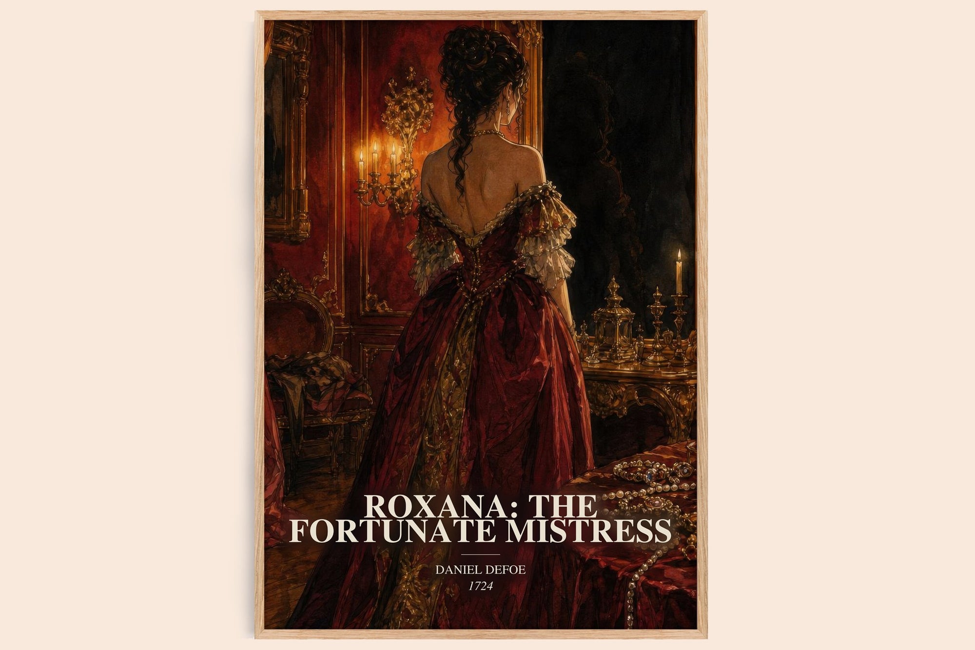 Roxana: The Fortunate Mistress watercolour book poster by Daniel Defoe – framed literary art print