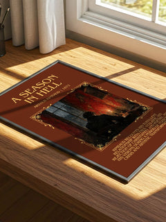 A Season in Hell Minimalist Book Poster by Arthur Rimbaud – print on a sunlit desk