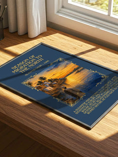 Season of Migration to the North Minimalist Book Poster by A. Salih – print on a sunlit desk