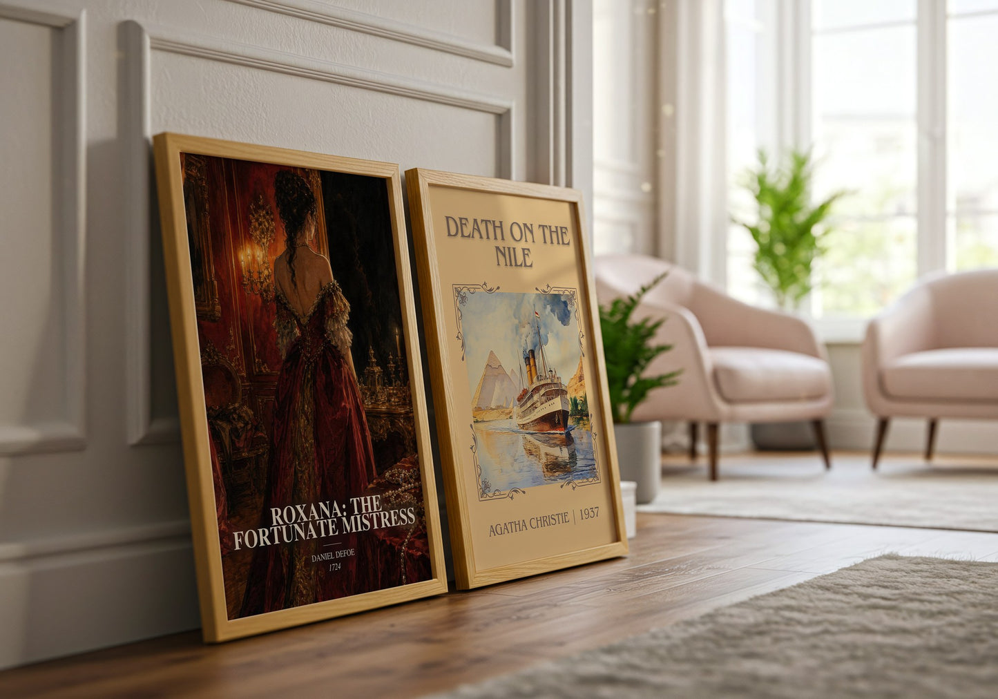 Roxana: The Fortunate Mistress watercolour print framed by window – literary home decor