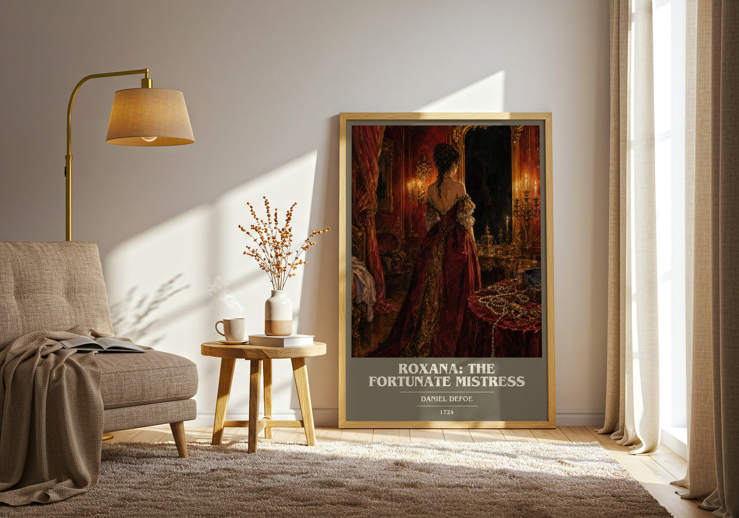 Roxana: The Fortunate Mistress book cover print on bookshelf – Daniel Defoe fan gift