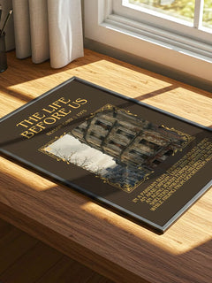 The Life Before Us Minimalist Book Poster by Romain Gary – print on a sunlit desk