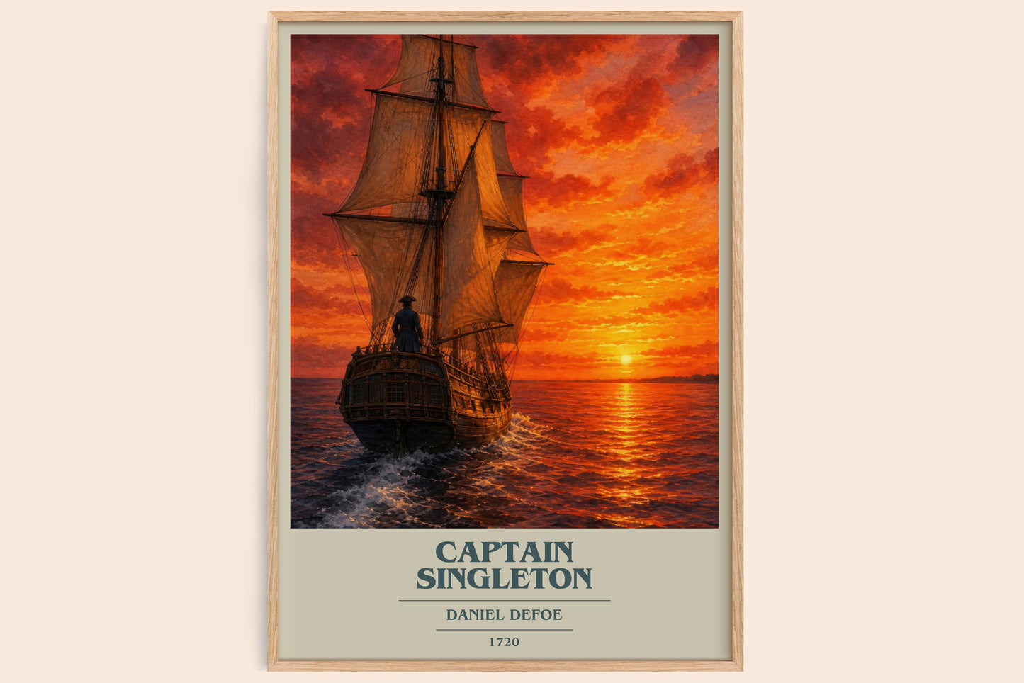 Captain Singleton book cover book poster by Daniel Defoe – framed literary art print