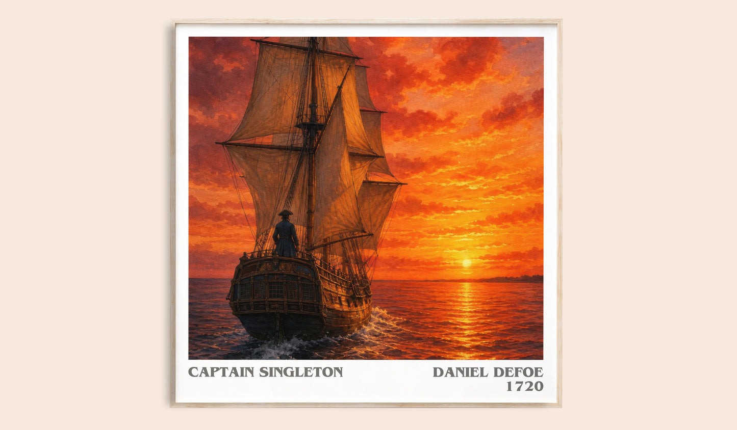 Captain Singleton literary book poster by Daniel Defoe – framed literary art print