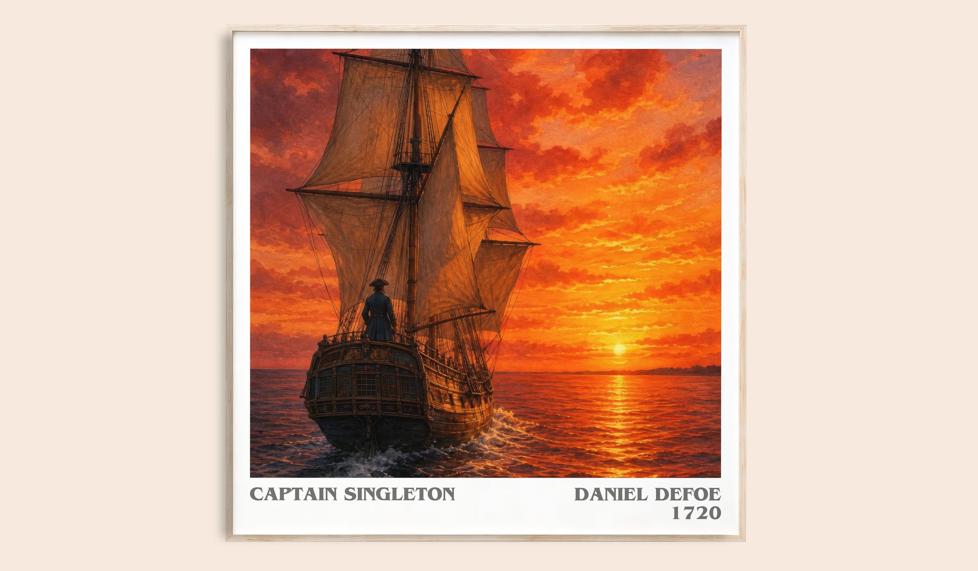 Captain Singleton literary book poster by Daniel Defoe – framed literary art print