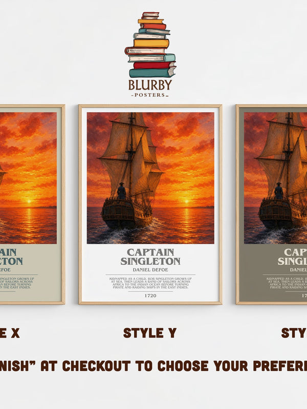Captain Singleton bookish print in frame leaning in hallway – adventure wall art