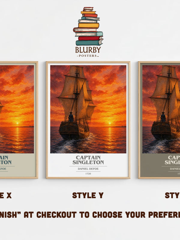 Captain Singleton book cover print in frame leaning in hallway – adventure wall art