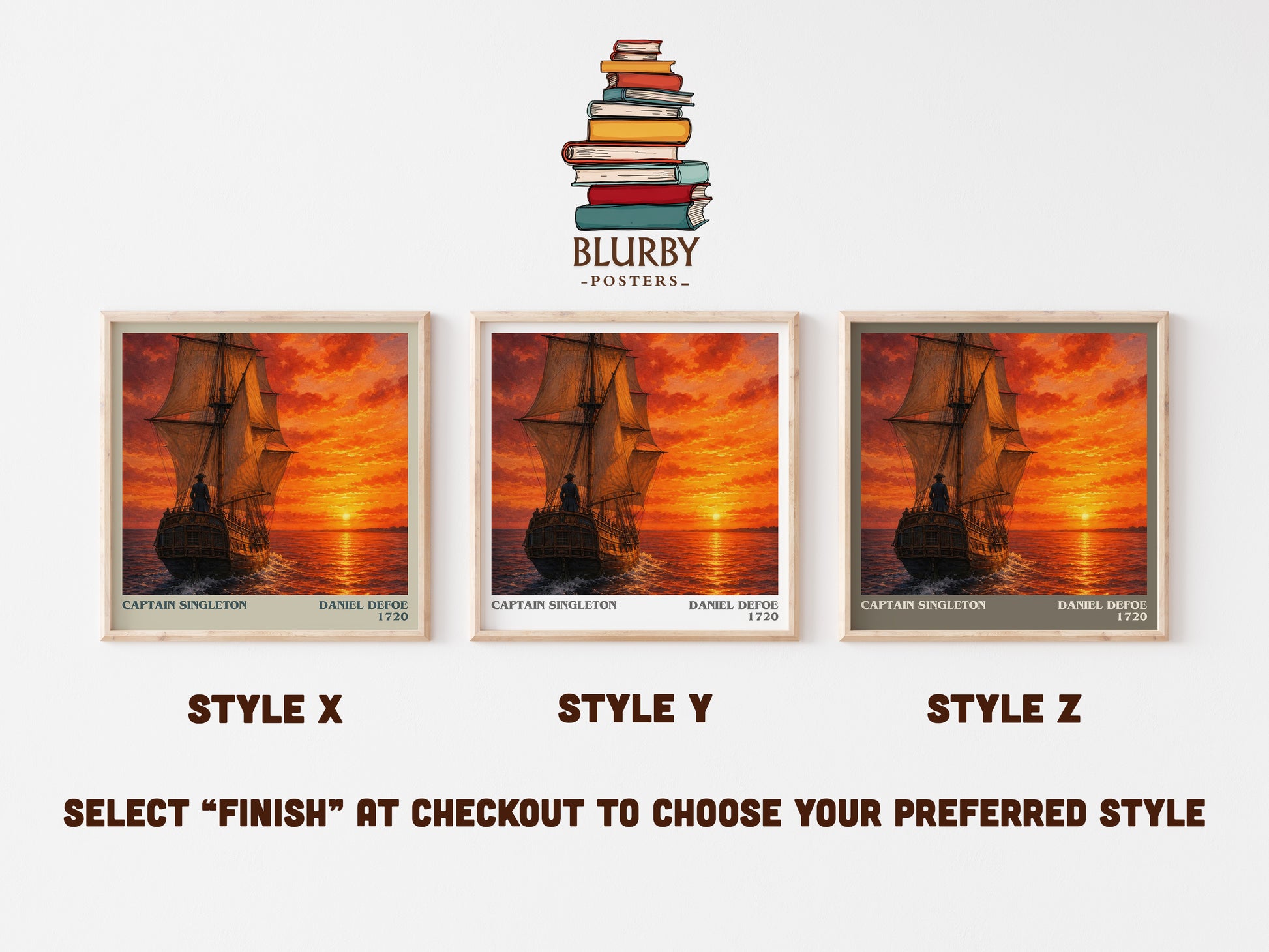 Captain Singleton literary print in frame leaning in hallway – adventure wall art
