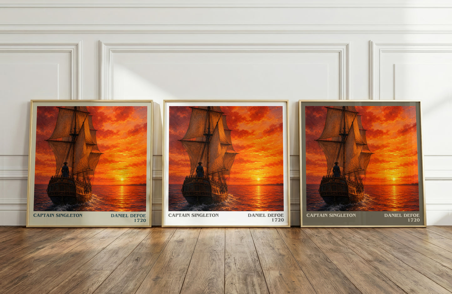 Captain Singleton literary art print colour and style options – Daniel Defoe book art