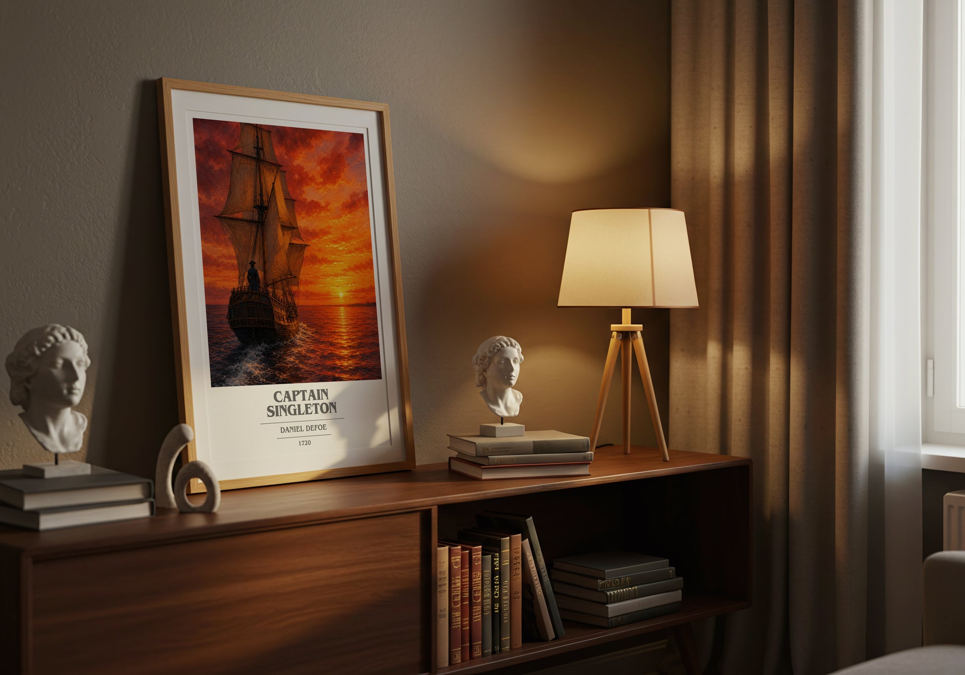 Captain Singleton book cover book poster framed on wall – adventure wall art